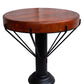 26 Inch Handcrafted Round Side End Table Thick Mango Wood Top Black Iron Pedestal Base By The Urban Port UPT-271315