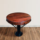 26 Inch Handcrafted Round Side End Table Thick Mango Wood Top Black Iron Pedestal Base By The Urban Port UPT-271315