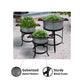 21 18 and 16 Inch 3 Piece Round Tub Metal Planter Set with Stand in Galvanized Gray and Black Iron By The Urban Port UPT-271316