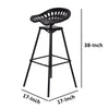 38 Inch Industrial Metal Barstool with Footrest Swivel Adjustable Seat Height Angled Legs Black By The Urban Port UPT-272524