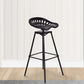 38 Inch Industrial Metal Barstool with Footrest Swivel Adjustable Seat Height Angled Legs Black By The Urban Port UPT-272524