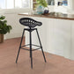 38 Inch Industrial Metal Barstool with Footrest Swivel Adjustable Seat Height Angled Legs Black By The Urban Port UPT-272524