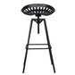 38 Inch Industrial Metal Barstool with Footrest Swivel Adjustable Seat Height Angled Legs Black By The Urban Port UPT-272524