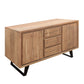 40 Inch Sideboard Buffet Console with 2 Cabinets Brown Acacia Wood 3 Drawers Black Iron Base The Urban Port UPT-272531