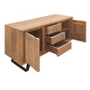 40 Inch Sideboard Buffet Console with 2 Cabinets Brown Acacia Wood 3 Drawers Black Iron Base The Urban Port UPT-272531