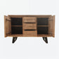 40 Inch Sideboard Buffet Console with 2 Cabinets Brown Acacia Wood 3 Drawers Black Iron Base The Urban Port UPT-272531