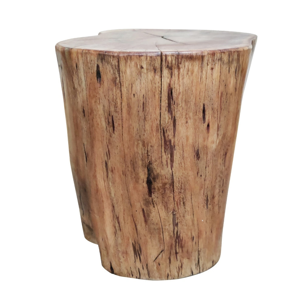 17 Inch Accent Stump Stool End Table Live Edge Acacia Wood Log with Grain and Knot Details Natural Brown By The Urban Port UPT-272548