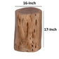 17 Inch Accent Stump Stool End Table Live Edge Acacia Wood Log with Grain and Knot Details Natural Brown By The Urban Port UPT-272548