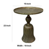 23 Inch Classic Vintage Accent Side Table Round Tray Top Aluminum Pedestal Base Ridges Antique Brass By The Urban Port UPT-272885