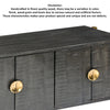 Tali 48 Inch Accent Sideboard Buffet Cabinet 2 Doors with Gold Round Handles Saw Marked Charcoal Gray Acacia Wood By The Urban Port