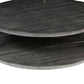 Tali 37 Inch Handcrafted Round Coffee Table 2 Tier Charcoal Gray Acacia Wood Sleek Gold Metal Legs By The Urban Port UPT-272890