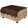 36 Inch Modern Mango Wood Coffee Table Drip Design Walnut Brown Surface Oak White Frame By The Urban Port UPT-272892