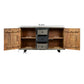 55 Inch Industrial Style Sideboard Console with 2 Cabinets Iron Handles Matte Gray Mango Wood The Urban Port UPT-272895