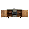 55 Inch Industrial Style Sideboard Console with 2 Cabinets Iron Handles Matte Gray Mango Wood The Urban Port UPT-272895