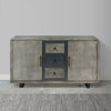 55 Inch Industrial Style Sideboard Console with 2 Cabinets Iron Handles Matte Gray Mango Wood The Urban Port UPT-272895