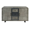 55 Inch Industrial Style Sideboard Console with 2 Cabinets Iron Handles Matte Gray Mango Wood The Urban Port UPT-272895