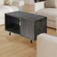 30 Inch Handcrafted Coffee Table with Hinged Lift Top Storage Open Shelf and Metal Legs Charcoal Gray By The Urban Port UPT-272896