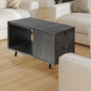 30 Inch Handcrafted Coffee Table with Hinged Lift Top Storage Open Shelf and Metal Legs Charcoal Gray By The Urban Port UPT-272896