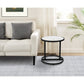 Beri 18 Inch Side End Table Round White Natural Marble Top Classic Slim Black Iron Frame - The Urban Port UPT-273465