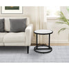 Beri 18 Inch Side End Table Round White Natural Marble Top Classic Slim Black Iron Frame - The Urban Port UPT-273465