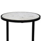 Beri 18 Inch Side End Table Round White Natural Marble Top Classic Slim Black Iron Frame - The Urban Port UPT-273465