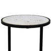 Beri 18 Inch Side End Table Round White Natural Marble Top Classic Slim Black Iron Frame - The Urban Port UPT-273465