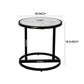 Beri 18 Inch Side End Table Round White Natural Marble Top Classic Slim Black Iron Frame - The Urban Port UPT-273465