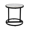 Beri 18 Inch Side End Table Round White Natural Marble Top Classic Slim Black Iron Frame - The Urban Port UPT-273465