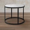 23 Inch Side End Table Modern Round White Natural Marble Top Classic Black Iron Frame The Urban Port UPT-273475