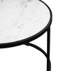 23 Inch Side End Table Modern Round White Natural Marble Top Classic Black Iron Frame The Urban Port UPT-273475