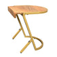 17 Inch Side End C Table Natural Mango Wood Top with Drop Edge Iron Gold Angled Frame The Urban Port UPT-276369