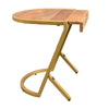 17 Inch Side End C Table Natural Mango Wood Top with Drop Edge Iron Gold Angled Frame The Urban Port UPT-276369