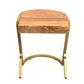 17 Inch Side End C Table Natural Mango Wood Top with Drop Edge Iron Gold Angled Frame The Urban Port UPT-276369