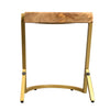 17 Inch Side End C Table Natural Mango Wood Top with Drop Edge Iron Gold Angled Frame The Urban Port UPT-276369