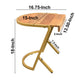 17 Inch Side End C Table Natural Mango Wood Top with Drop Edge Iron Gold Angled Frame The Urban Port UPT-276369