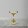 Soho Side End Table with Round Marble Top Gold Oblong Frame 21-Inch Height The Urban Port UPT-276370