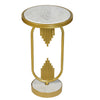 Soho Side End Table with Round Marble Top Gold Oblong Frame 21-Inch Height The Urban Port UPT-276370