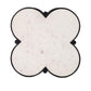 Side End Table White Genuine Marble Clover Shape Top and Bottom Shelf Black Iron Frame UPT-276372 UPT-276372