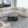 36 Inch Artisanal Classic Coffee Table, Clover Leaf Drum Shaped Mango Wood Frame, Gray By The Urban Port