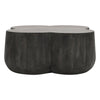 36 Inch Artisanal Classic Coffee Table Clover Leaf Drum Shaped Mango Wood Frame Gray By The Urban Port UPT-293346