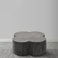 36 Inch Artisanal Classic Coffee Table Clover Leaf Drum Shaped Mango Wood Frame Gray By The Urban Port UPT-293346