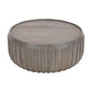 Alisha 36 Inch Coffee Table Handcrafted Drum Shape with Ribbed Edges Gray Mango Wood The Urban Port UPT-293349