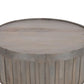 Alisha 36 Inch Coffee Table Handcrafted Drum Shape with Ribbed Edges Gray Mango Wood The Urban Port UPT-293349