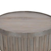 Alisha 36 Inch Coffee Table Handcrafted Drum Shape with Ribbed Edges Gray Mango Wood The Urban Port UPT-293349