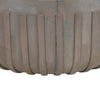 Alisha 36 Inch Coffee Table Handcrafted Drum Shape with Ribbed Edges Gray Mango Wood The Urban Port UPT-293349