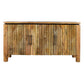 54 Inch Sideboard Console with 3 Grooved Cabinet Doors Iron Handles Natural Brown Mango Wood By The Urban Port UPT-293351