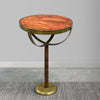 13 Inch Drink End Table Etched Design Martini Glass Shape Antique Brass and Brown by The Urban Port UPT-293501