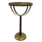 13 Inch Drink End Table Etched Design Martini Glass Shape Antique Brass and Brown by The Urban Port UPT-293501