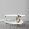 36 Inch Modern Coffee Table Oval Elliptical Shape White Mango Wood With Antique Brass The Urban Port UPT-293502