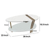 36 Inch Modern Coffee Table Oval Elliptical Shape White Mango Wood With Antique Brass The Urban Port UPT-293502